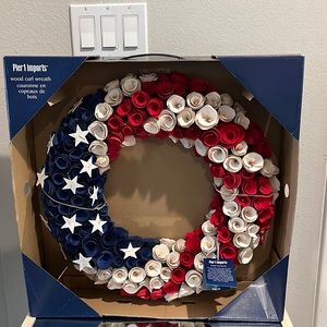 Original Pier1 Fourth of July Curled Wood Wreath New in Box